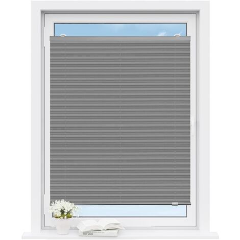 WOLTU Cortina Plisada Solo con Ventosas, Opaca, Plegable, Gris 85x130 cm