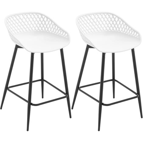 WOLTU 2x Taburetes de Bar o Cocina, Taburetes de Bar Profesionales, con Respaldo y Reposapiés, Blanco
