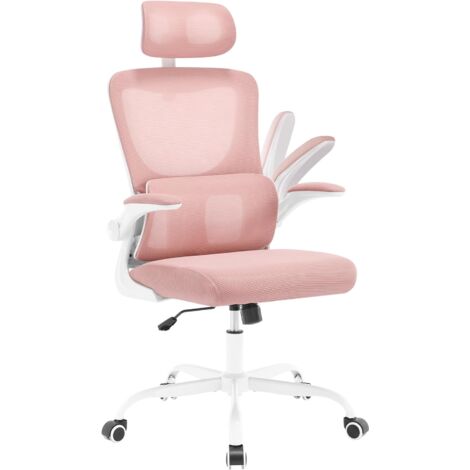 WOLTU Silla de Oficina - Sillón Ergonómico con Soporte Lumbar, Respaldo Reclinable y Altura Regulable, Rosa