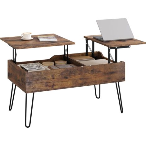 WOLTU Mesa de Centro Elevable Mesa Elevadora para Salón Sofá Café, marrón Vintage