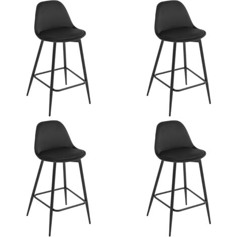 Klihome 4x Taburetes de Cocina, Taburetes de Bar, Taburetes Altos para Cocina, Comedor, Estudio, en Terciopelo + Metal, Negro