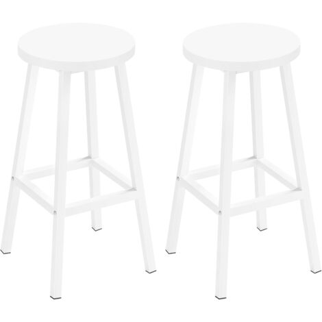 Klihome 2x Taburetes de Bar, Taburete de Bar con Patas Reposapiés, Taburete sin Respaldo para Cocina, Comedor y Bar, Blanco (1/5)