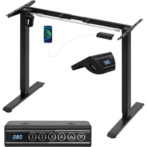 WOLTU Escritorio regulable en altura 72-120 cm, Escritorio ergonómico, Escritorio eléctrico de pie, Negro