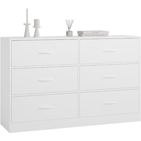 WOLTU Cómoda con 6 cajones de tela 108x30x68,5 cm moderno blanco