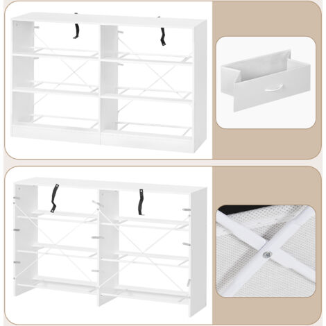 WOLTU Cómoda con 6 cajones de tela 108x30x68,5 cm moderno blanco