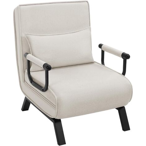 WOLTU Sillón cama individual con respaldo regulable en 5 posiciones, beige