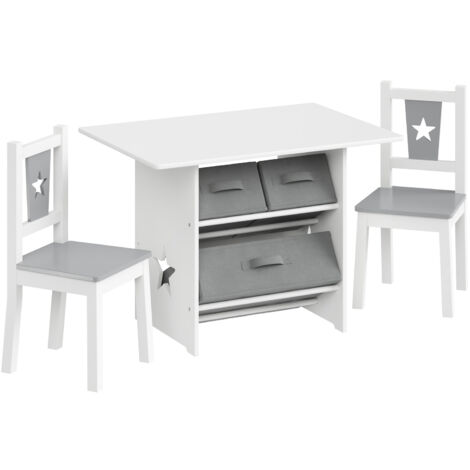 WOLTU Mesa de juegos para niños, escritorio para pintar con cajones, mesa de centro