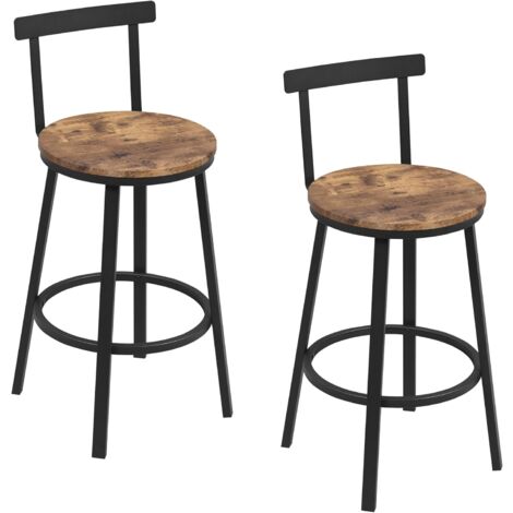 WOLTU Taburetes de Cocina, Juego de 2, Taburetes de Bar, Taburetes Altos para Cocina Comedor Estudio, Estilo Industrial, Marrón Rústico