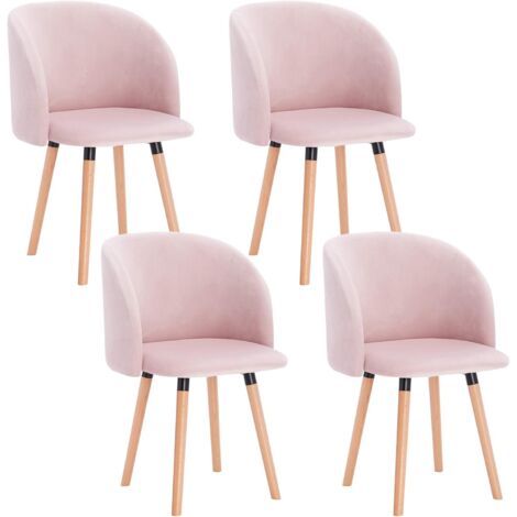 WOLTU Juego de 4 sillas de cocina y comedor de terciopelo rosa (1/5)