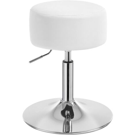 WOLTU Taburete de bar de piel sintética de altura regulable, taburete de cocina, capacidad de carga 100 kg, color blanco