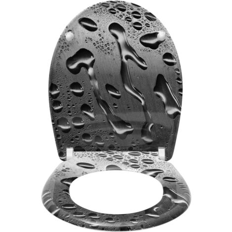 WOLTU  Asiento de inodoro con descenso automático Forma de O, Gota Gris