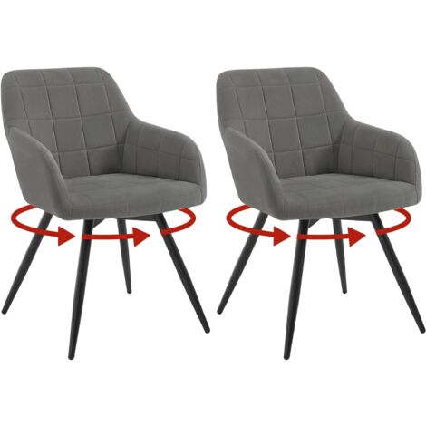 WOLTU - Juego de 2 sillones giratorios tapizados modernos para escritorio de oficina, terciopelo, gris oscuro (1/5)