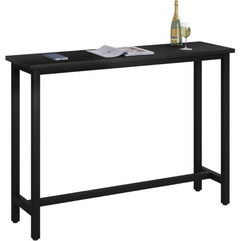 WOLTU Mesa de Bar Mesa de Bistro Mesa de Comedor con Estructura de Metal MDF 140x40x100cm (WxDxH) Negro