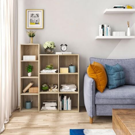 WOLTU bookcases Book Shelf Cube Storage Units Wood Storage Shelves for Bedroom Oak 89 cm