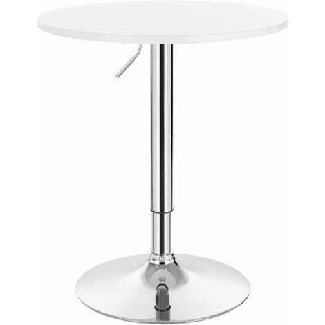 WOLTU Mesa de Bar Regulable en Altura 360 Grados Giratorio Hecho de MDF Redonda para Cocina Bar Blanco Redondo