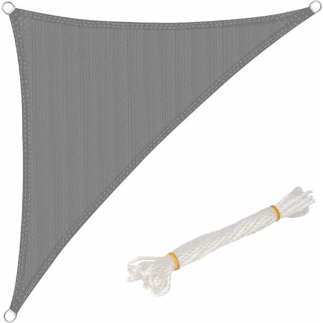 WOLTU Toldo Vela de Sombra Triangular 4.2x4.2x6 m HDPE Transpirable Prevención Rayos UV Solar Protección 85% Resistente y para Jardín Patio Exteriores Arena Gris
