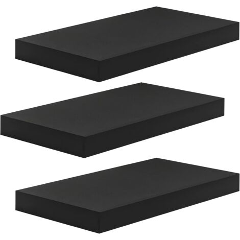 WOLTU Estanteria Pared Estante Flotante Juego de 3 Estante Pared de Madera de MDF para salón Cocina Pasillo 50x22.9x3.8cm Negro