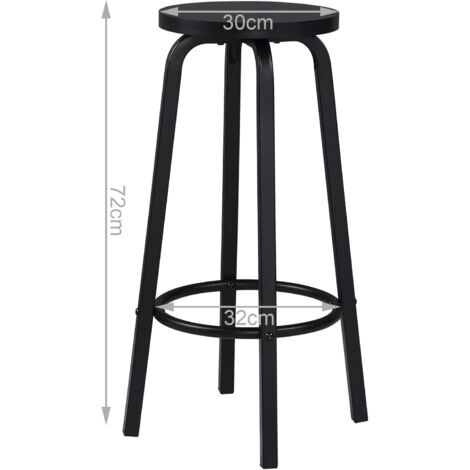 WOLTU 2X Taburete de Bar Muebles Cocina Silla de Comedor Taburete Alto para Salon Cocina Estructura de Metal Asiento de MDF Negro