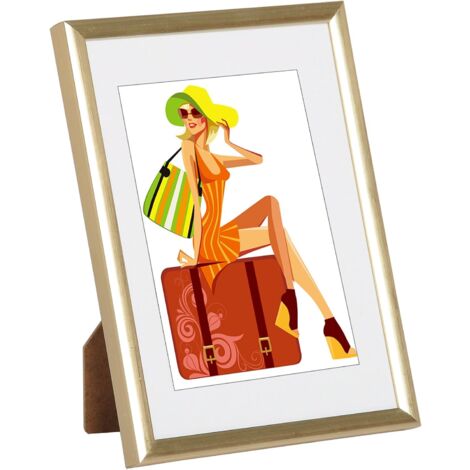 WOLTU Marcos de Fotos 21x29.7 cm A4 para Pared y Mesa Decoración del Hogar Juego de 5 Marco de Foto Moderno de Estilo para Fiestas Cumpleaños Boda Reglo Oro