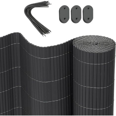 WOLTU Cañizo PVC Pantallas Protectoras Resistente a los Rayos UV protección contra el Viento Valla privacidad para Jardín Balcón o Terraza Gris 500x90 cm