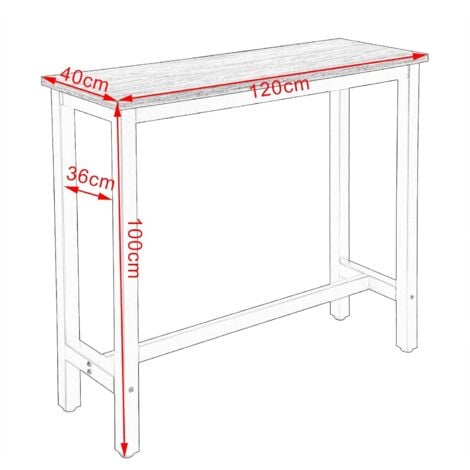 WOLTU Set Mesa de Bar y 2 uds Taburete de Bar Muebles Cocina Mesa de Bistro Silla de Comedor para Salon Estructura de Metal MDF 120x40x100cm Roble Claro