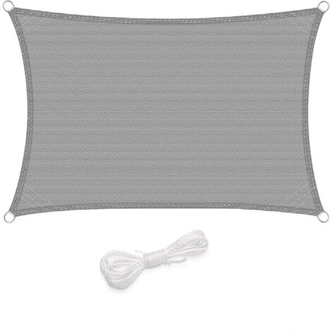 WOLTU Toldo Vela de Sombra Rectangular 4x5 m HDPE Transpirable Prevención Rayos UV Solar Protección 85% Resistente y para Jardín Patio Exteriores Arena Gris Claro