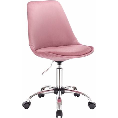 Silla de escritorio sin brazos sin ruedas, silla giratoria acolchada,  moderna, bonita, ergonómica, silla de oficina giratoria de piel sintética  con
