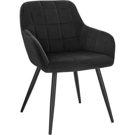 WOLTU 1x Sillas de Comedor Nordicas Estilo Vintage Juego de 1 Silla de Cocina Silla Tapizada con Reposabrazos Tapizadas en Terciopelo Estructura de Metal Negro