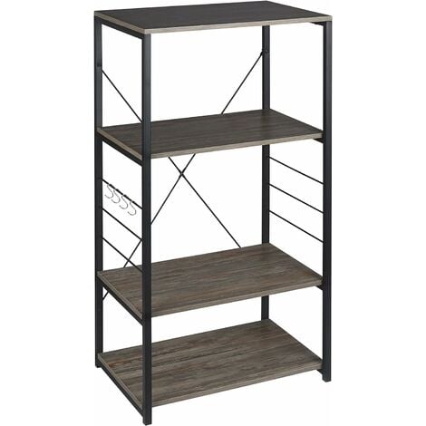 Estantería de metal y madera negra - Loft - Librería de 5 niveles, L 114 x  W 33 x H 78cm