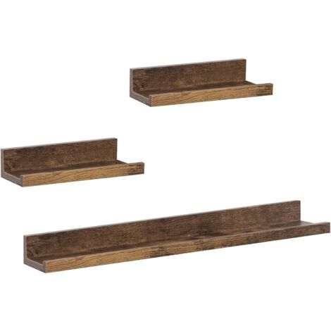 WOLTU Juego de 3 Soportes para Fotos estantería de Pared revistas Soporte para Fotos Estilo Vintage Color Marrone