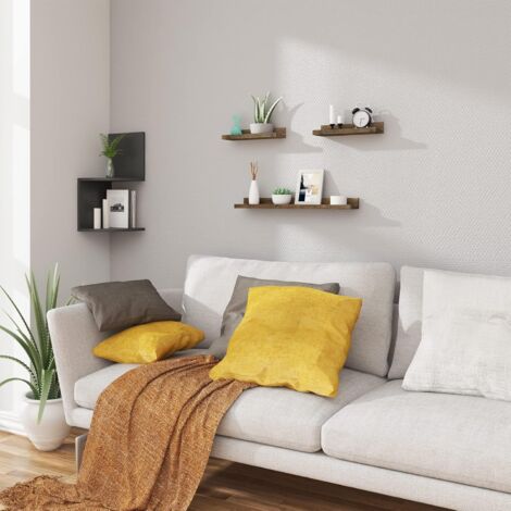 WOLTU Juego de 3 Soportes para Fotos estantería de Pared revistas Soporte para Fotos Estilo Vintage Color Marrone