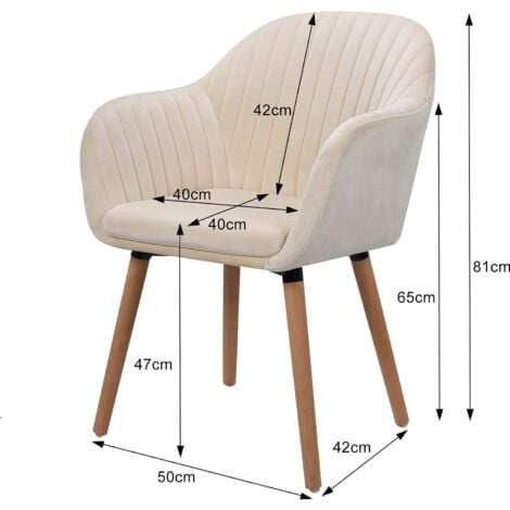 WOLTU 4X Sillas de Comedor Nordicas Estilo Vintage Juego de 4 Sillas de Cocina Sillas Tapizada con Reposabrazos en Terciopelo Estructura de Madera Sillas de Escritorio Crema