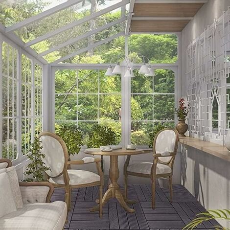 WOLTU 6x Suelo de WPC Baldosas de Madera Exterior para Porche Patios Jardin 30 x 60 cm 1m² Suelo de Exterior Compuesta Azulejos Baldosas de WPC para Terraza Gris