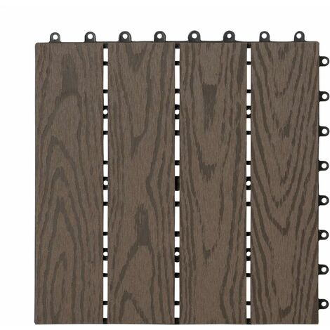 WOLTU Suelo de WPC Set de 11 Baldosas de Madera Exterior para Porche Patios Jardin 30 x 30 cm 1m² Suelo de Exterior Compuesta Azulejos para Terraza Jardin Marrone