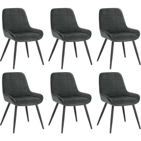 WOLTU 6X Sillas de Comedor Silla Ergonómica con Respaldo Silla de Terciopelo en Estructura Metal Sillas para Dormitorio Salón Comedor y Cocina Gris Oscuro
