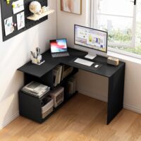 WOLTU Escritorio de Computadora Escritorio de Esquina Mesa de Trabajo PC con Estantes 120x100x77cm (WxDxH) MDF Negro