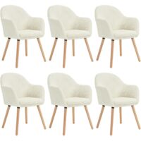 WOLTU 6x Sillas de Comedor Sillas de Cocina Giratorias con Patas de Metal para Comedor. Asiento de Pana. Patas de Madera. Crema