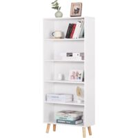 WOLTU Librería moderna de hormigón 5 estantes autoportante salón oficina Blanco