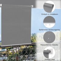 WOLTU Estor Enrollable para Exterior Estor Toldo Vertical Persiana Enrollable para Balcón Ventana Jardín Estor de Privacidad Térmica Opaca Anti UV 140x140 cm Gris Oscuro