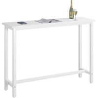 WOLTU Mesa de Bar Mesa de Bistro Mesa de Comedor con Estructura de Metal MDF 140x40x100cm (WxDxH) Blanco