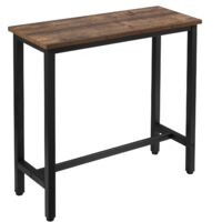 WOLTU Mesa de Bar de Bistro de Comedor Alta con Estructura de Metal MDF 100x40x100cm (WxDxH) Madera Vintage