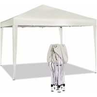 WOLTU Pabellón de Jardín Cenador Plegable Pérgola Cuadrada con Diseño Pop Up Carpa con Cubierta Tela Oxford Hecho de Tubos Metales 3x3 m Altura Ajustable para Camping y Playa Beis