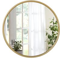 WOLTU Espejo Redondo de Pared Espejo Moderno de Baño Espejo Decorativo con Borde Dorado Diámetro 40 cm Adecuado para Baño Dormitorio Tocador y Pasillo