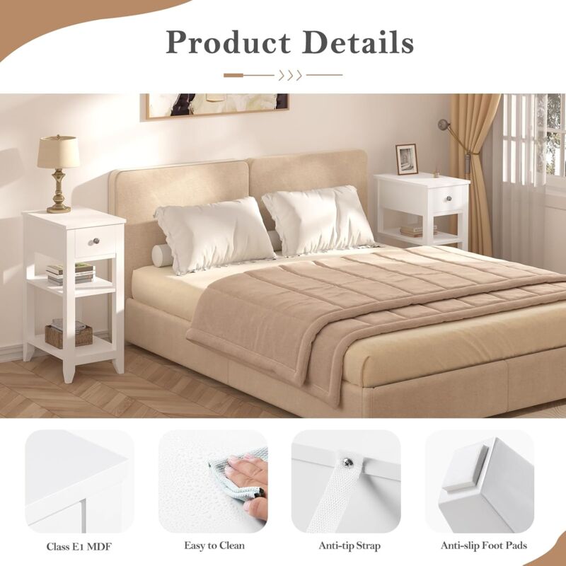 Comodino con 2 Ante Battenti Colorato per Camera da Letto in Legno