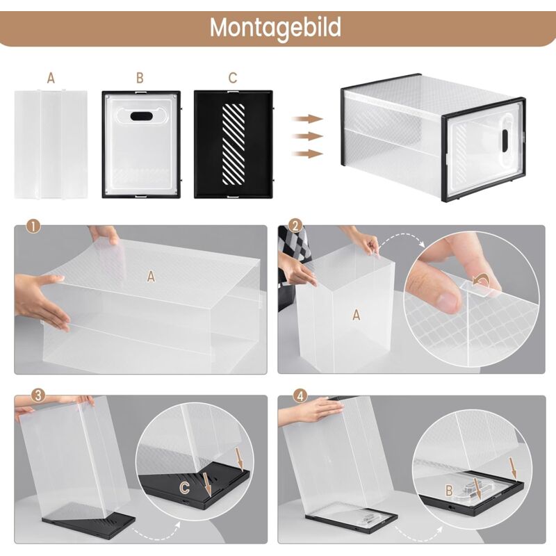 Scarpiere Impilabili E Pieghevoli Ahigh - Per Fino A Taglia 46, Risparmio Spazio, 7 Strati, 26.5x26x110.5 Cm