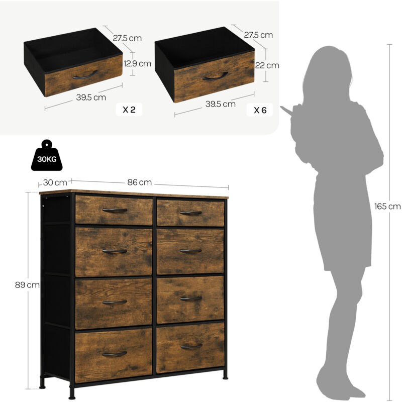 DWVO Cassettiera in tessuto per camera da letto, armadio