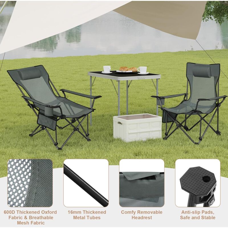 Sedia Da Campeggio Pieghevole Fino A 150 Kg Borsa Camping - Foto 4