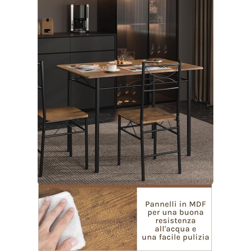 Set Tavolo E 4 Sedie WOLTU - Stile Industriale, MDF E Metallo, Bianco E Argento - Foto 10