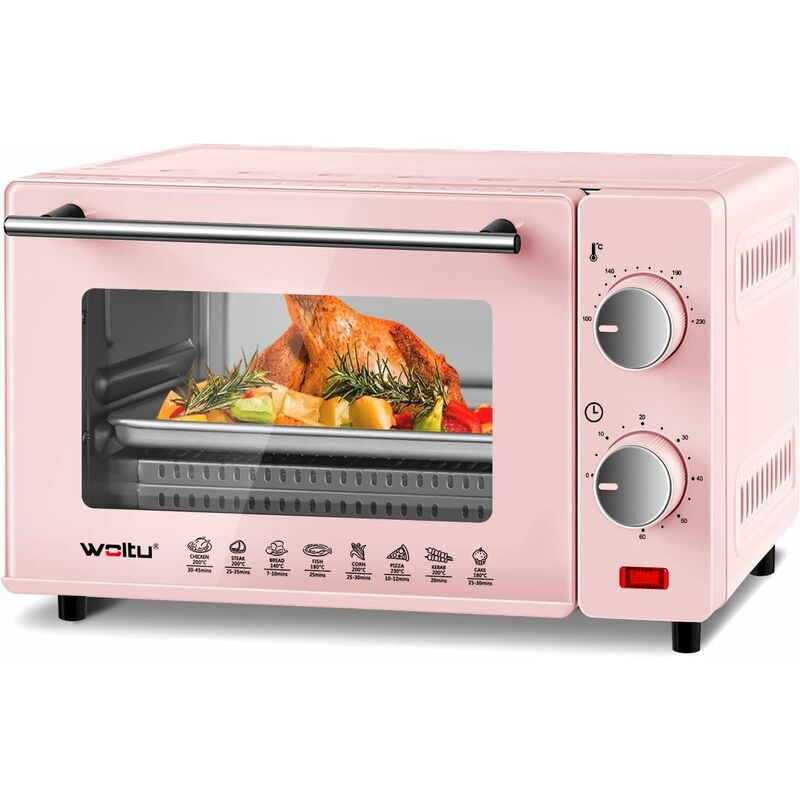 WOLTU Forno per Pizza da 10L 650W. Fornetto Elettrico. Mini Forno Elettrico  con Sportello Visibile. Temperatura tra 100-230oC. Timer 0-60 Minuti. con  Teglia. Griglia. Pinza