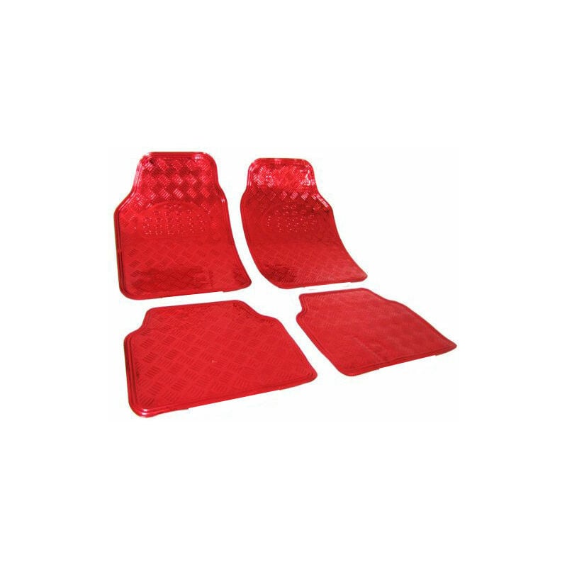 WOLTU 4 Pezzi Set Tappetini in PVC Auto Universali Tappeto Antiscivolo Rosso